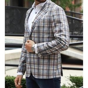 NEW 7 DOWNIE ST. knowville sport coat in beige/ivory/blue